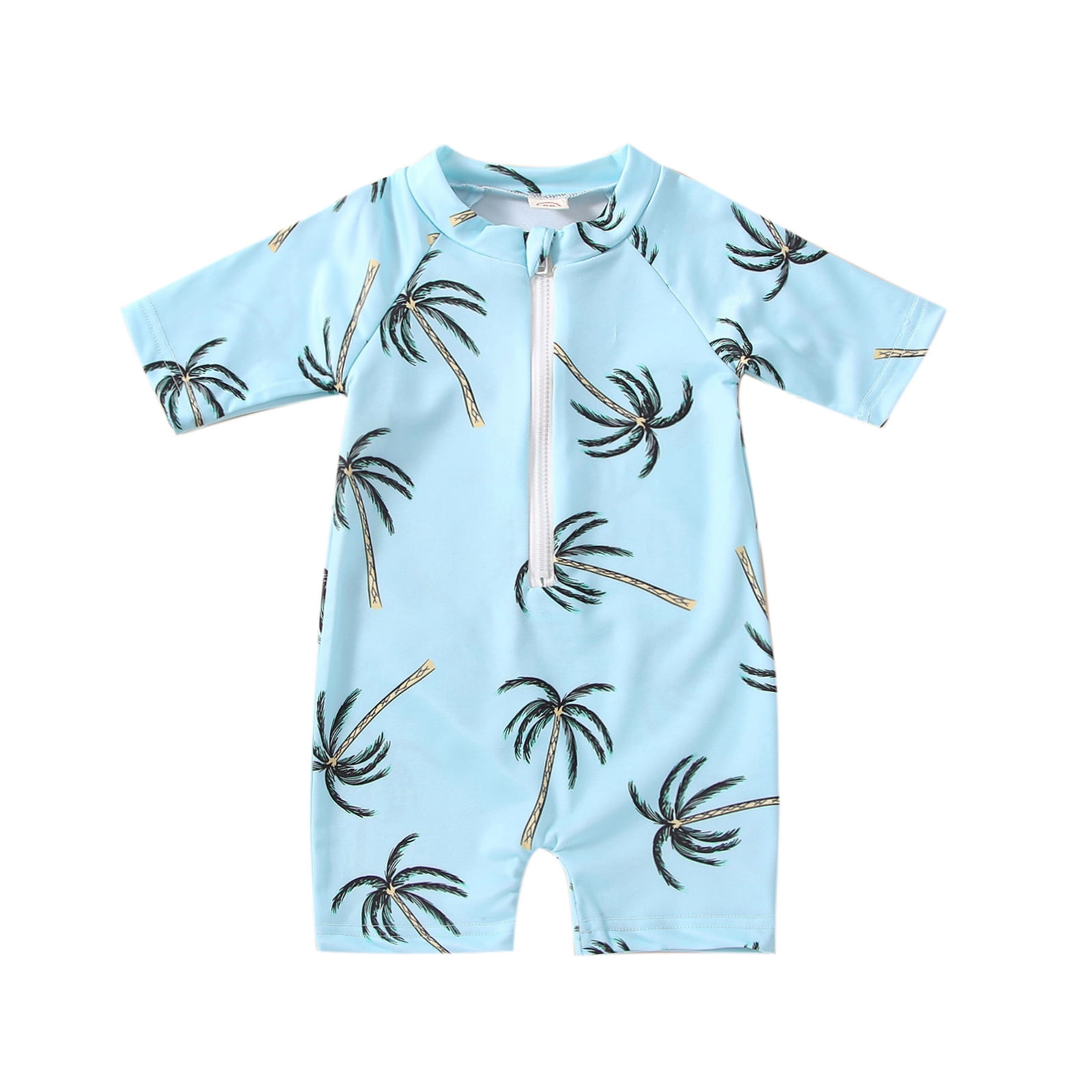 Okbabeha Baby Swimsuit Girl Boy Short Sleeve Zip One Piece Rashguards ...