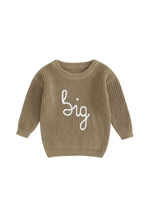 Baby Toddler Girl Boy Knit Sweater Letter Print Sweatshirt Big Sister Little Sister Matching Outfits Fall Winter Clothes
