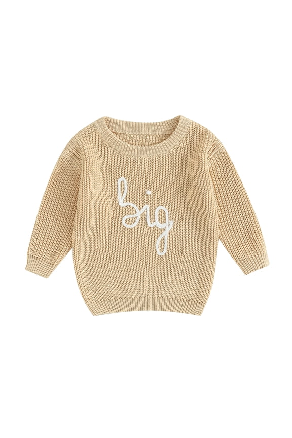 Baby Toddler Girl Boy Knit Sweater Letter Print Sweatshirt Big Sister Little Sister Matching Outfits Fall Winter Clothes