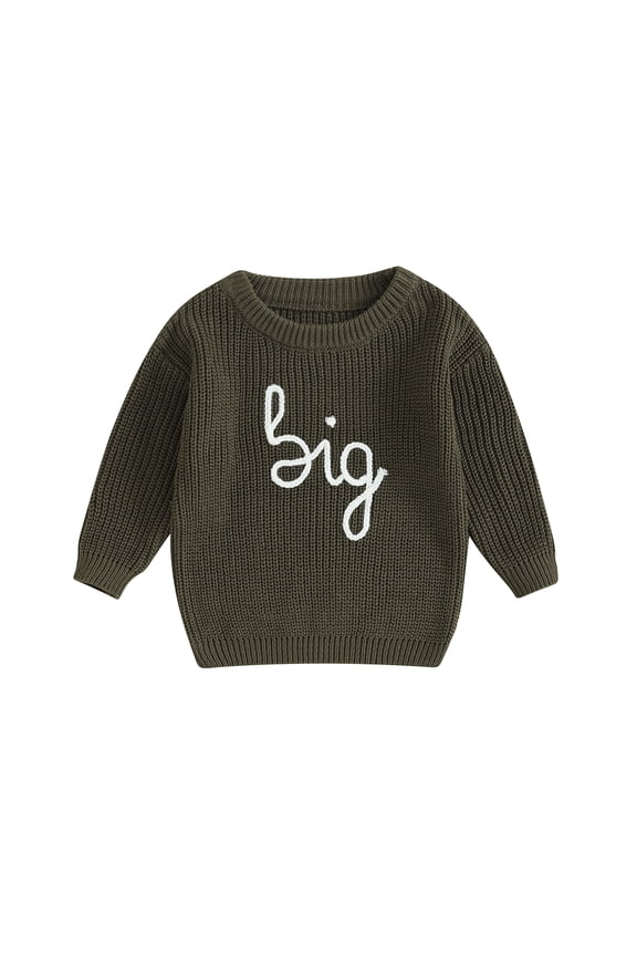 Baby Toddler Girl Boy Knit Sweater Letter Print Sweatshirt Big Sister Little Sister Matching Outfits Fall Winter Clothes