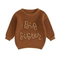 thumbnail image 1 of Okbabeha Baby Toddler Girl Boy Knit Sweater Letter Print Sweatshirt Big Sister Little Sister Matching Outfits Fall Winter Clothes, 1 of 7