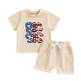thumbnail image 1 of Okbabeha Baby and Toddler Girl Boy Big Sister Little Sister Brother Matching Outfits Romper/T Shirt+Shorts 4th of July Outfit, 1 of 7