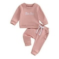 thumbnail image 1 of Okbabeha Big Sister Little Sister Matching Outfits Letter Printed Long Sleeve Sweatshirt Toddler Fall Winter Cute Clothes, 1 of 1