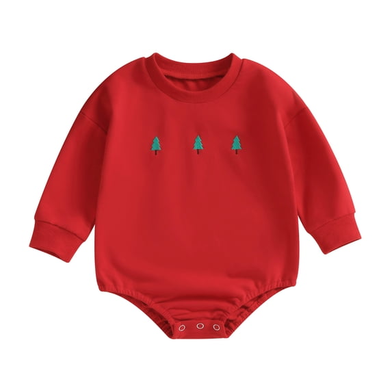 Okbabeha Chirstmas Baby Girl Boy Clothes Outfits 0 3 6 9 12 18 24Months Newborn Long Sleeve Bubble Romper Sweatshirt Onesie