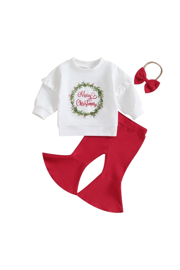 Christmas Outfits Toddler Baby Girl Clothes 0 6 9 12 18 24Month 2t 3t 4t Sweatshirt Sweater Top Pants Set Fall Winter