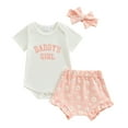 thumbnail image 1 of Okbabeha Daddys Girls Baby Clothes Romper And Flower Pants With Headband 3Pcs Newborn Baby Girl Outfit Sets, 1 of 7