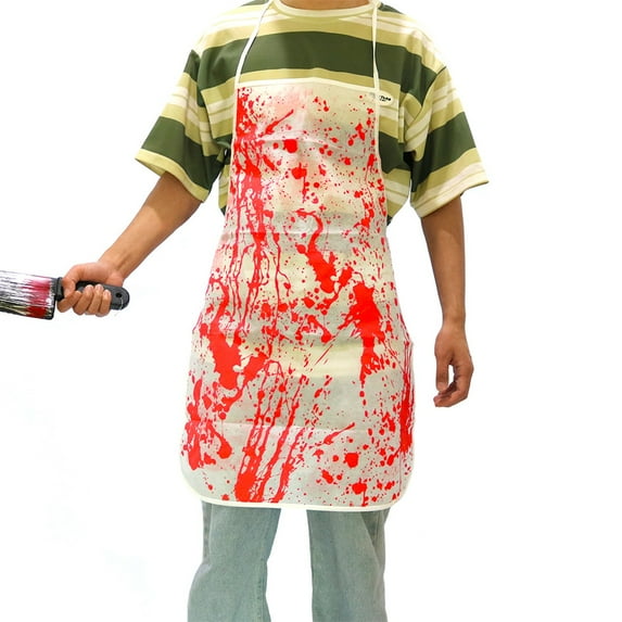 Okbabeha Halloween Bloody Apron, Printed Scary Blood Splattered Murder Halloween Theme Props, Unisex Kitchen Novelty Bib for BBQ Cooking Baking Gardening Party Decorations
