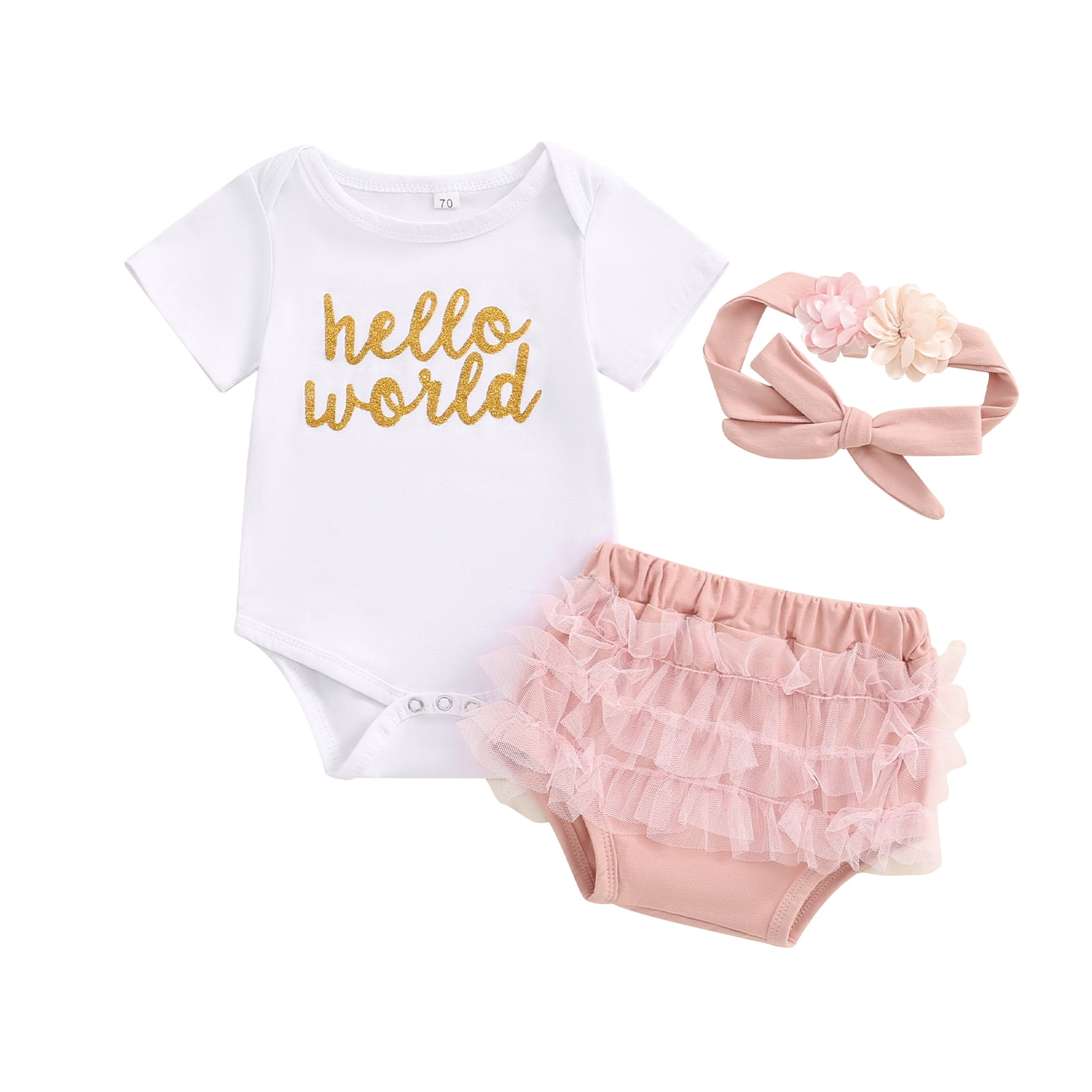 Okbabeha Hello World Newborn Outfit Baby Girl Going Home Outfit Romper ...