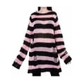 thumbnail image 1 of Okbabeha Hollow Knit Sweater, Stripe Pattern Long Sleeve Round Neck Pullover, 1 of 8