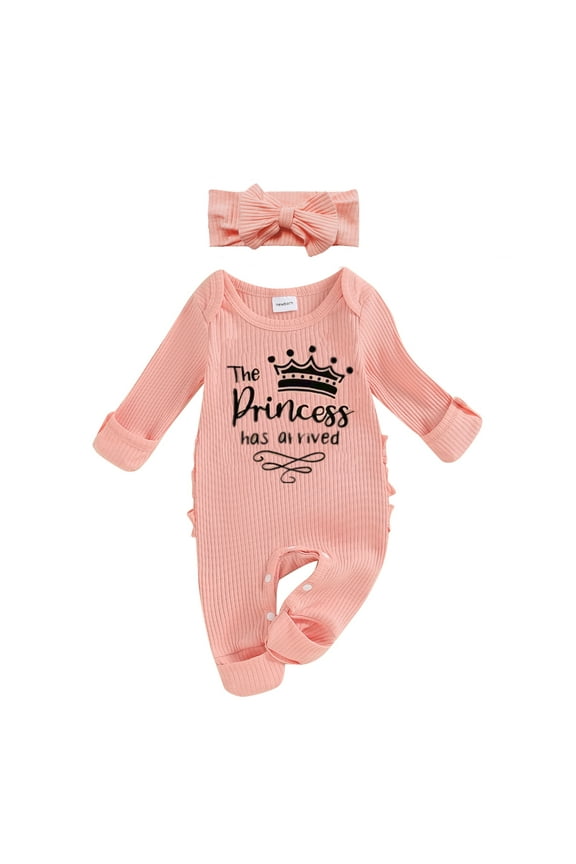 Im New Here Newborn Outfit Girl Long Sleeve Letter Romper Ribbed Knit Jumpsuit Baby Girl Preemie Coming Home Outfit
