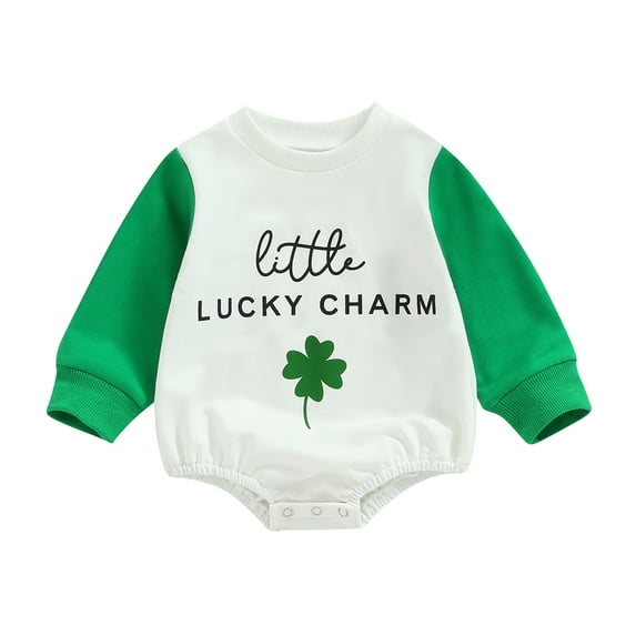 Okbabeha Infant Baby Boy Girl St. Patricks Day Outfit Crewneck Sweatshirt Romper one-piece Newborn St. Patricks Clothes