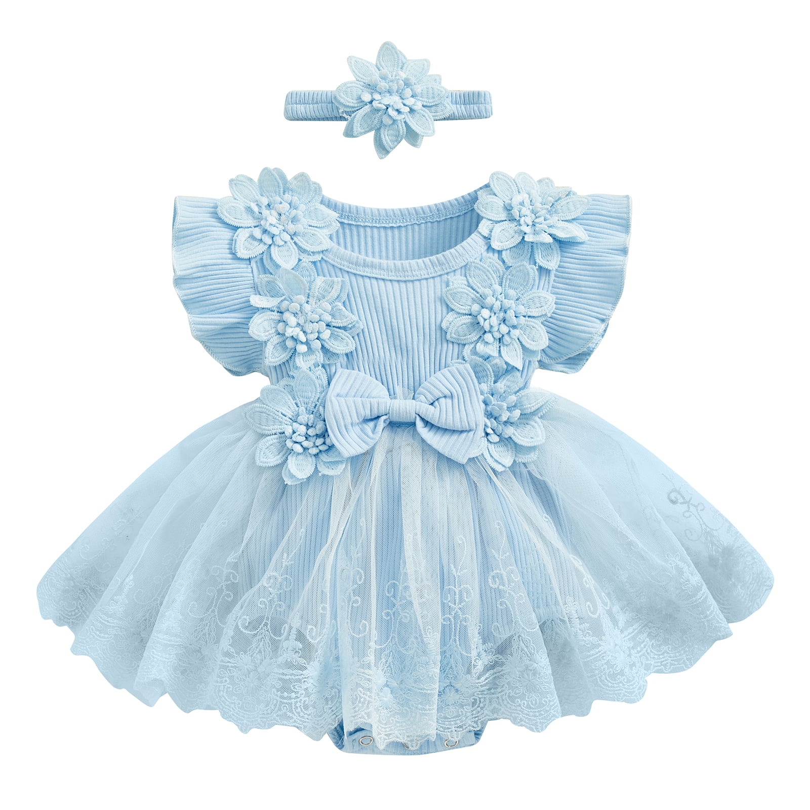 Okbabeha Infant Baby Girl Tulle Dress Floral Embroidery Lace Tulle Romper  Dress Sleeveless Ruffle Tutu Bodysuit Birthday Baptism Outfit - Walmart.com