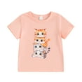 thumbnail image 1 of Okbabeha Kids Boy Girl Crew Neck Short Sleeve Cartoon Cat T Shirt Pullover Top Summer Basic Tees Casual Clothes 1-8Y, 1 of 7