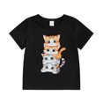 thumbnail image 1 of Okbabeha Kids Boy Girl Crew Neck Short Sleeve Cartoon Cat T Shirt Pullover Top Summer Basic Tees Casual Clothes 1-8Y, 1 of 7