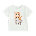 thumbnail image 1 of Okbabeha Kids Boy Girl Crew Neck Short Sleeve Cartoon Cat T Shirt Pullover Top Summer Basic Tees Casual Clothes 1-8Y, 1 of 7
