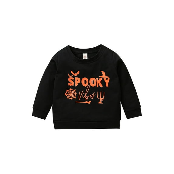 Okbabeha Kids Halloween Sweatshirt, Letters Print O-Neck Long Sleeves Pullover