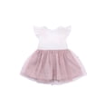 thumbnail image 1 of Okbabeha Little Girls Summer Dress, Ruffle Sleeve Pearl Lace Back Zip TuTu Dress, 1 of 9