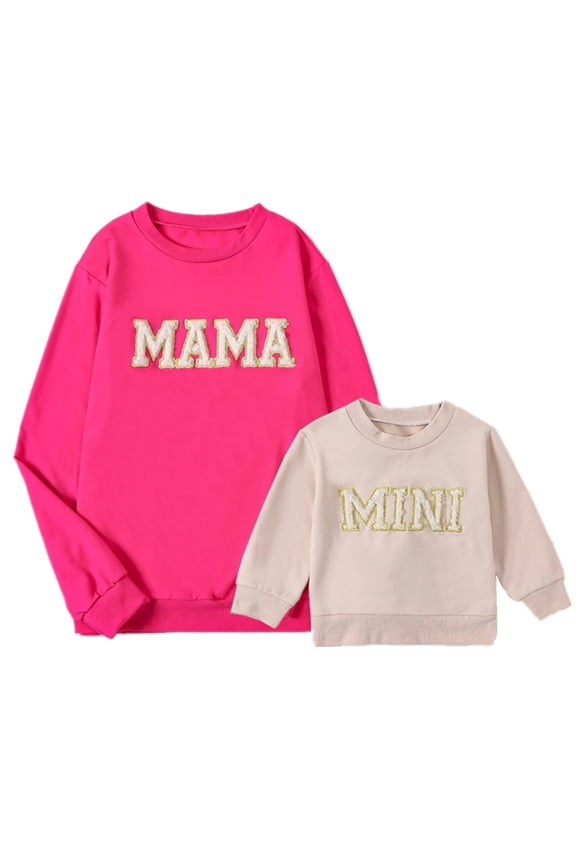 Mommy and Me Matching Outfits Family Mama Mini Baby Girl Boy Women Sweatshirt Shirt Long Sleeve Pullover Sweater Tops