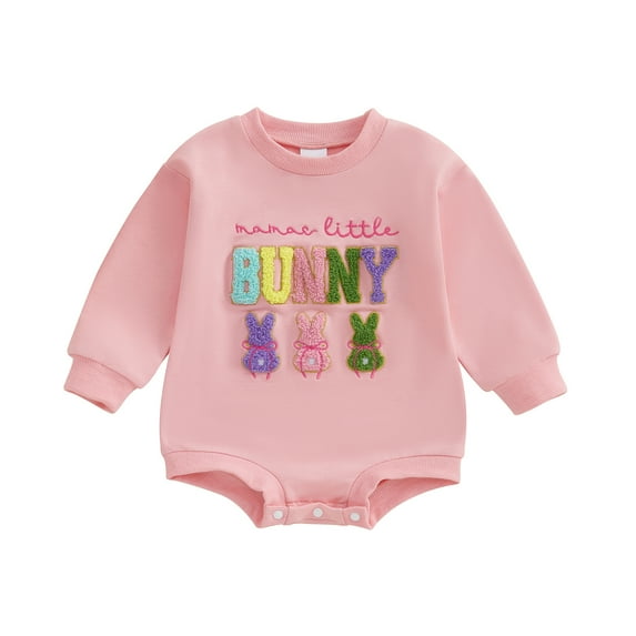 Okbabeha My First Easter Baby Girl Outfit Newborn Bunny Bubble Romper Sweatshirt Infant one-piece Clothes