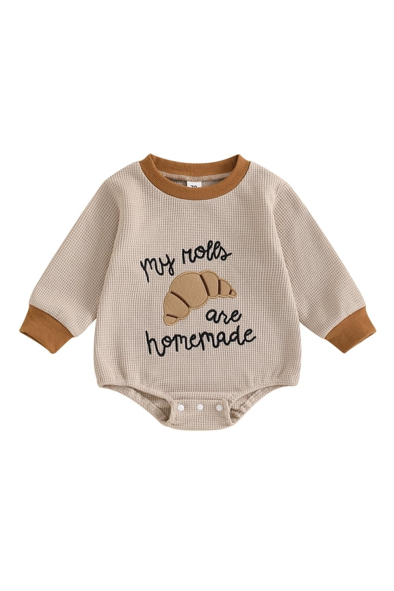 My Rolls Are Handmade Sweatshirt Romper Baby Thanksgiving Outfits Girl Boy Bubble Romper Sweater one-piece Waffle Bodysuit