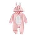 thumbnail image 1 of Okbabeha Newborn Baby Boy Girl Easter Outfit Bunny Ear Hoodie Romper Long Sleeve Jumpsuit Infant Spring Clothes, 1 of 8