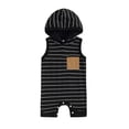 thumbnail image 1 of Okbabeha Newborn Baby Boy Girl Summer Clothes Outfit 0 3 6 9 12 18 Mohths Striped Sleeveless Hoodie Romper Jumpsuit infant Hooded Onesie Onepiece Overall, 1 of 7