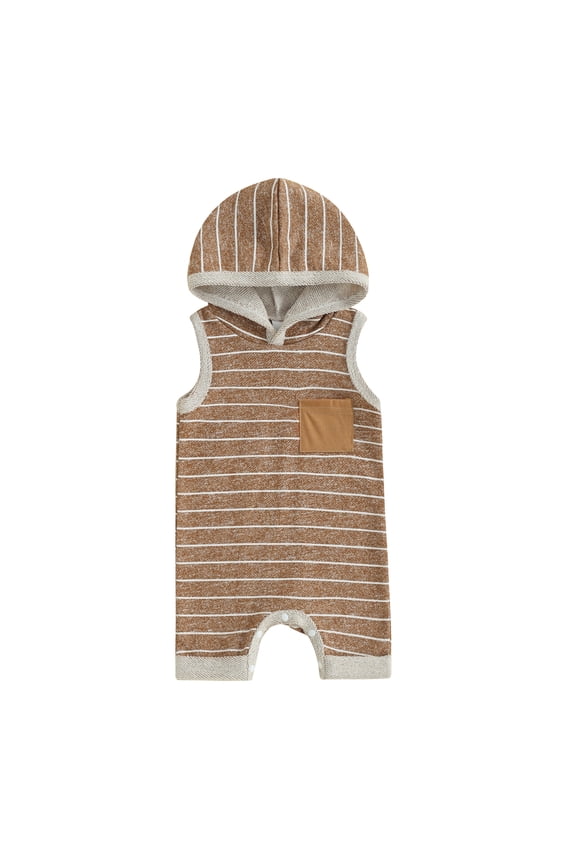 Newborn Baby Boy Girl Summer Clothes Outfit 0 3 6 9 12 18 Mohths Striped Sleeveless Hoodie Romper Jumpsuit infant Hooded Onesie Onepiece Overall