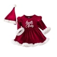 thumbnail image 1 of Okbabeha Newborn Baby Girl Christmas Outfit Clothes 0 3 6 9 12 18 24Month Velvet Romper Dress Onesie Bodysuit Xmas Dress Winter, 1 of 7