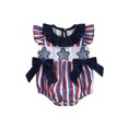 thumbnail image 1 of Okbabeha Newborn Baby Girls 4th of July Outfits Fourth of July Bubble Romper Fly Sleeve USA Flag Embroidery Bodysuits Summer Independence Day Clothes, 1 of 8