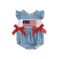 thumbnail image 1 of Okbabeha Newborn Baby Girls 4th of July Outfits Fourth of July Bubble Romper Fly Sleeve USA Flag Embroidery Bodysuits Summer Independence Day Clothes, 1 of 8