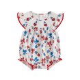 thumbnail image 1 of Okbabeha Newborn Baby Girls 4th of July Outfits Fourth of July Bubble Romper Fly Sleeve USA Flag Embroidery Bodysuits Summer Independence Day Clothes, 1 of 8