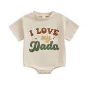 Okbabeha Newborn Baby Girls Clothes Daddy Saying Romper Short Sleeve Letters Bodysuit Summer Infant Daddy Girls Baby Outfit