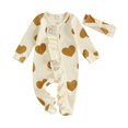 thumbnail image 1 of Okbabeha Okbabeha Newborn Baby Girl Valentine's Day Long Sleeve Footed Romper Solid Jumpsuit with Headband, 1 of 7