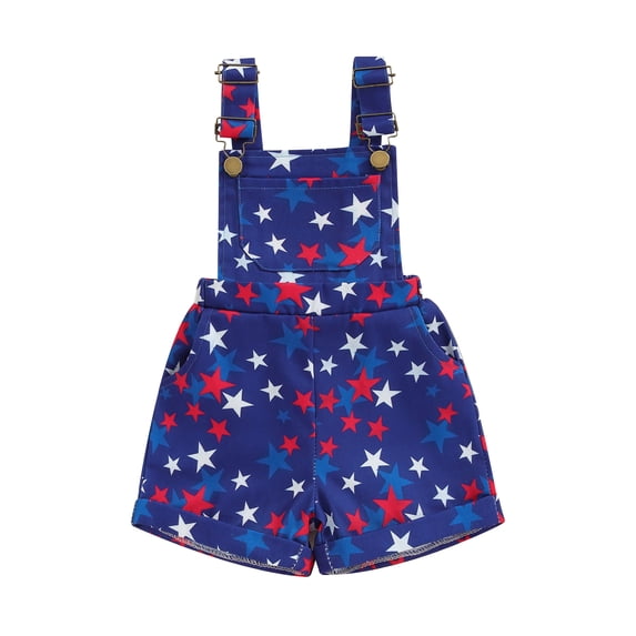 Okbabeha Toddler 4th of July Outfit Little Girls Boys Overalls Shorts Independence Day Clothes Kids Fourth of July Clothing