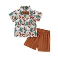 thumbnail image 1 of Okbabeha Toddler Baby Boy Christmas Outfits 6 9 12 18 24Months 2t 3t 4t Santa Print Button Down Shirt +Short Pants Set Summer, 1 of 7