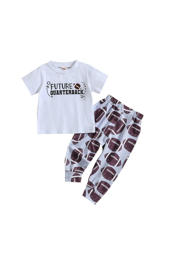 Toddler Baby Boy Football Outfits Short Sleeve Football Tee Shirt+Football Pants 2Pcs Set Boys Clothing Clothes