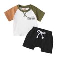 thumbnail image 1 of Okbabeha Toddler Baby Boy Outfit Mamas Little Cowboy Short Sleeve T-Shirt Tops Jogger Pants Shorts Set Summer Clothes, 1 of 7