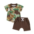 thumbnail image 1 of Okbabeha Toddler Baby Boy Summer Outfits Short Sleeve Dinosaur Pocket T-Shirt Camouflage Tops Shorts 2Pcs Kids Clothes Set, 1 of 7