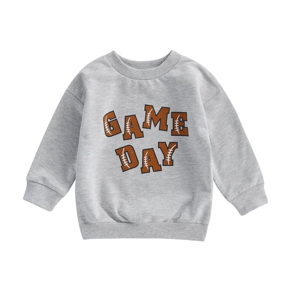 Okbabeha Toddler Baby Football Outfit Boy Girl Game Day Sweatshirt Long Sleeve Shirt Pullover Kids Top Fall Winter Clothes