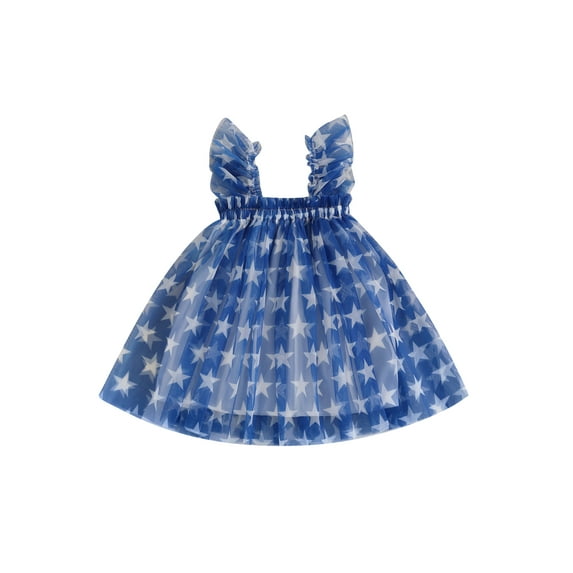 Okbabeha Toddler Baby Girl 4th of July Outfits Infant Ruffle USA Flag Fourth of July Dress Summer Independence Day Clothes