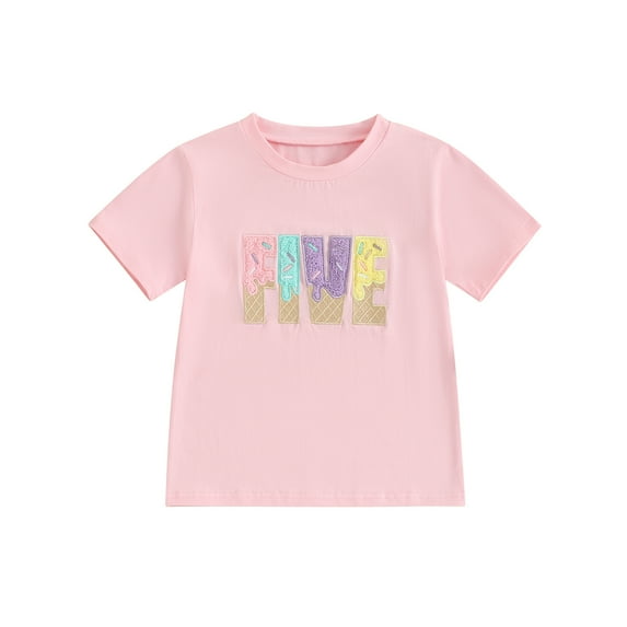 Okbabeha Toddler Baby Girl Birthday Outfits 1st 2nd 3rd 4th 5th 6Year Brithday Shirt Embroidery Tee Top Birthday Clothes Gift
