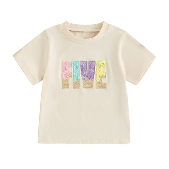 Okbabeha Toddler Baby Girl Birthday Outfits 1st 2nd 3rd 4th 5th 6Year Brithday Shirt Embroidery Tee Top Birthday Clothes Gift