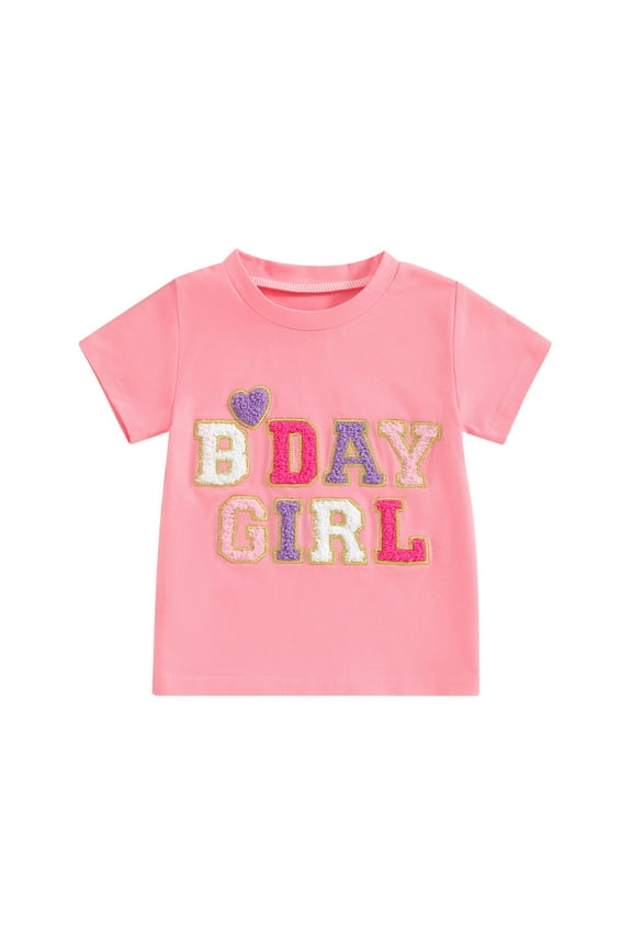 Toddler Baby Girl Birthday Outfits 1st 2nd 3rd 4th 5th 6Year Brithday Shirt Embroidery Tee Top Birthday Clothes Gift