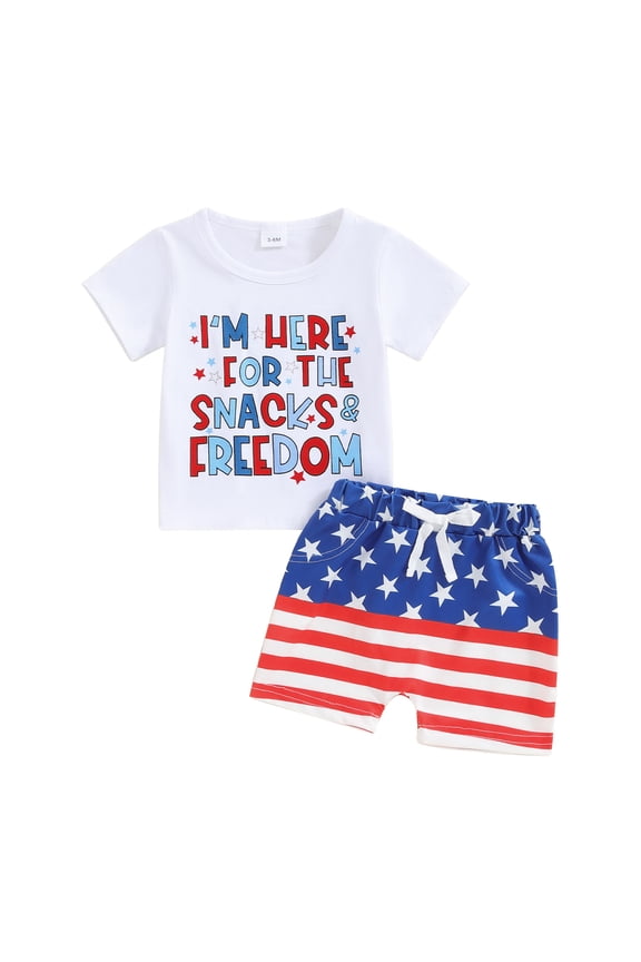 Toddler Baby Girl Boy 4th of July Outfits Embroidery Top+ American Flag Shorts Pants Set Fourth of July Clothes