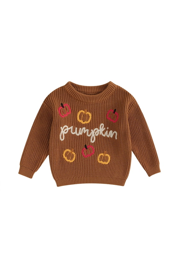 Toddler Baby Girl Boy Knit Sweater Pumpkin Long Sleeve Pullover Crewneck Sweatshirt Fall Halloween Baby Clothes