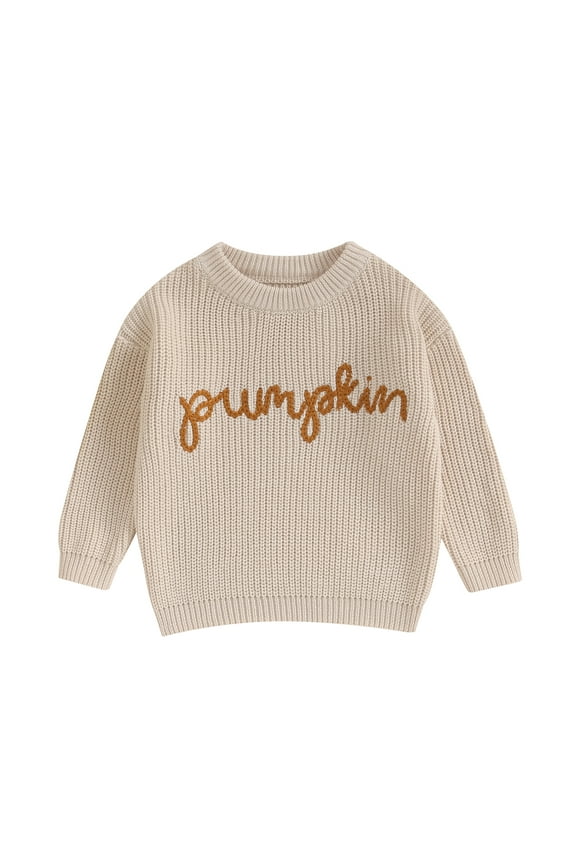 Toddler Baby Girl Boy Knit Sweater Pumpkin Long Sleeve Pullover Crewneck Sweatshirt Fall Halloween Baby Clothes