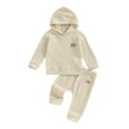 thumbnail image 1 of Okbabeha Toddler Baby Girl Boy Outfit Embroidery Rainbow Long Sleeve Hoodie With Elastic Waist Sweatpant Fall Winter Clothes, 1 of 7