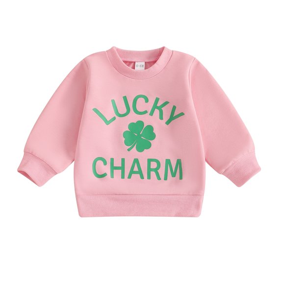 Okbabeha Toddler Baby Girl Boy St. Patrick's Day Outfits Shamrock Irish Sweatshirt Pullover Top Shirt Clothes