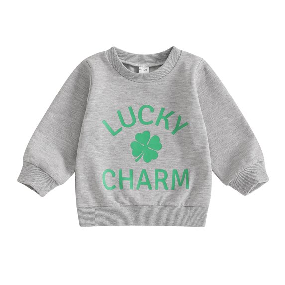 Okbabeha Toddler Baby Girl Boy St. Patrick's Day Outfits Shamrock Irish Sweatshirt Pullover Top Shirt Clothes