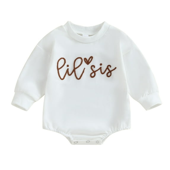 Okbabeha Toddler Baby Girl Clothes Long Sleeve Pullover Sweatshirt Romper Fall Winter Cute Sister Brother Matching Outfits